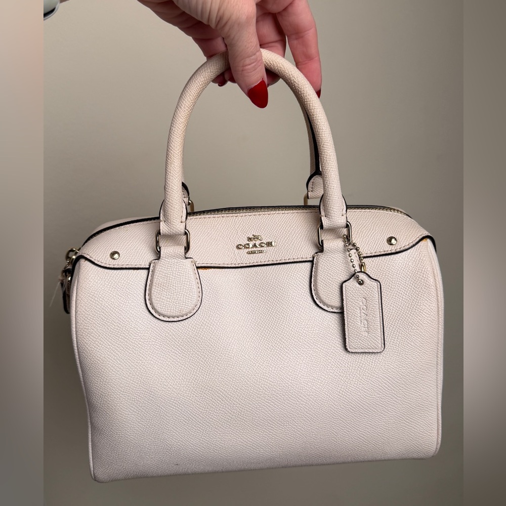 COACH Mini Bennett Satchel F57521 in Beige Leather Handbag with gold hardware